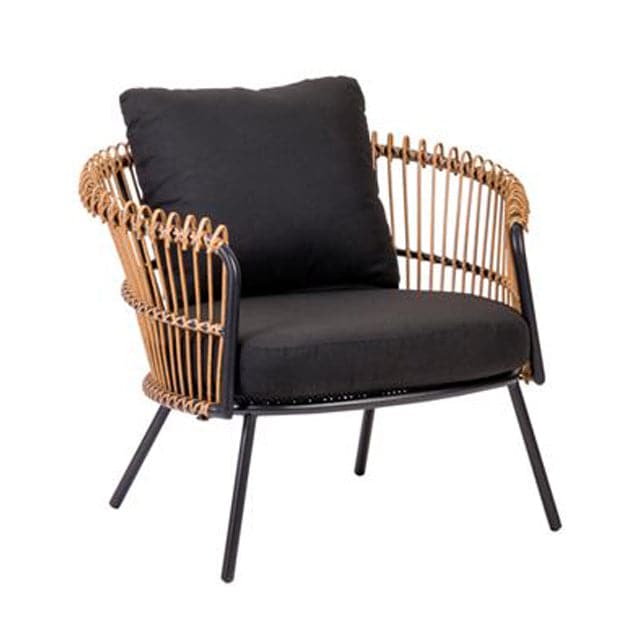 Casa LARGOW Lounge armchair black, natural H 72 x W 82 x D 90 cm
