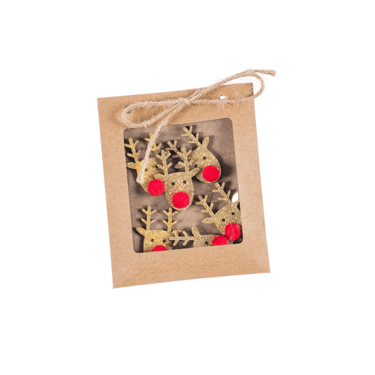 Casa NOSY Set of 6 scatter decorations red, natural H 4 x W 3 cm