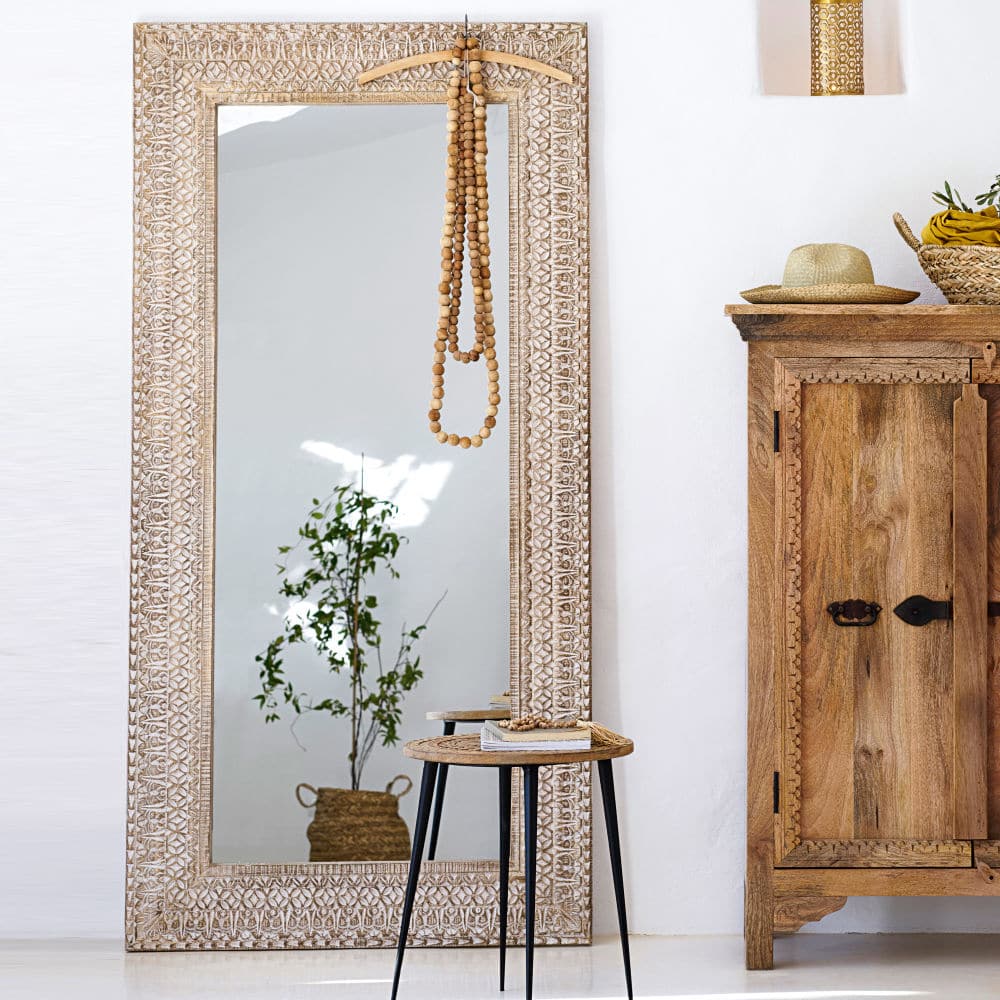 Maisons du Monde LAOS - Bleached sculpted mirror 91x183