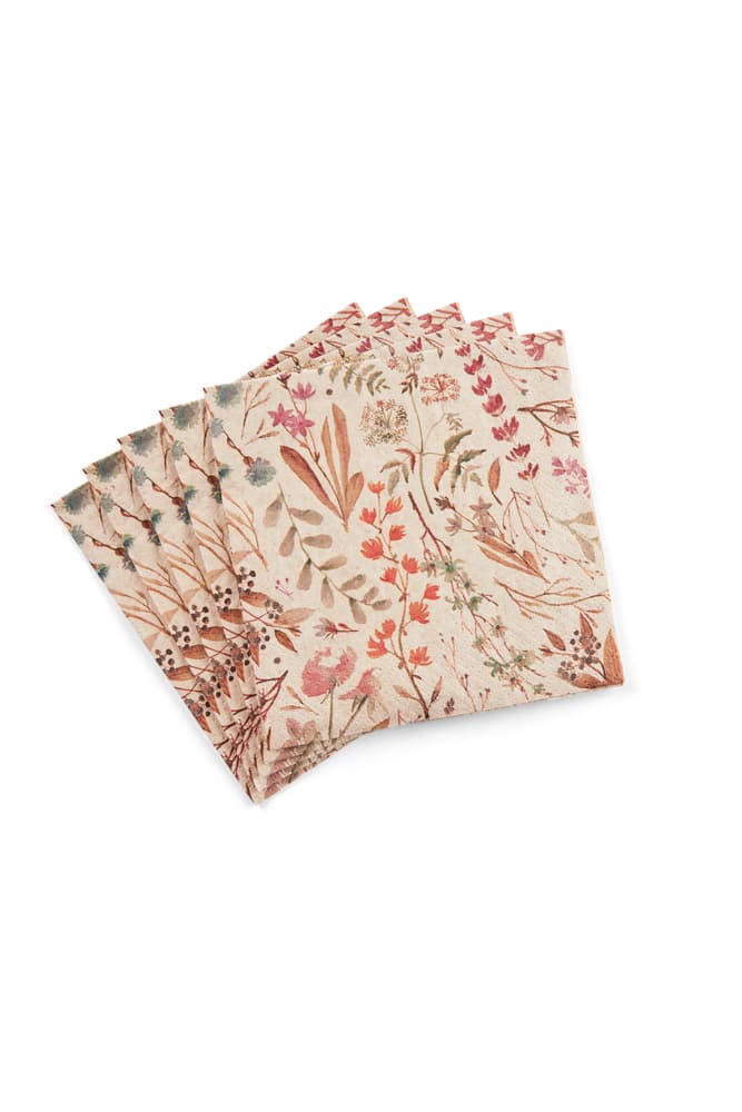 Casa ECO DRIED FLOWER Set of 20 multicolored napkins, W 25 x L 25 cm