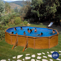 OVAL POOL WITH WOODEN DECORATION 500X300 H 120 WITH SAND FILTER