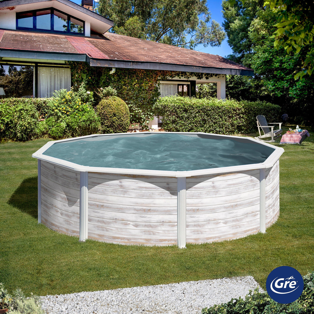 ROUND STEEL SWIMMING POOL NORDIC DECORATION DIAM. 300 X 120H WITH SAND FILTER