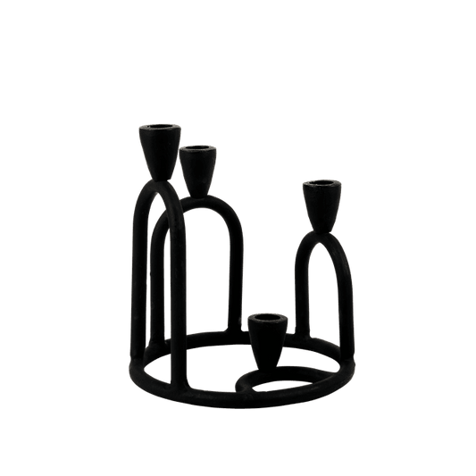 Casa RINGS Candlestick for 4 black candles H 22 cm - Ø 19 cm