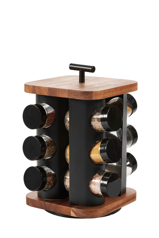 ACACIA LUX Black spice rack, natural H 24 x W 16.5 x D 16.5 cm - best price from Maltashopper.com CS673498