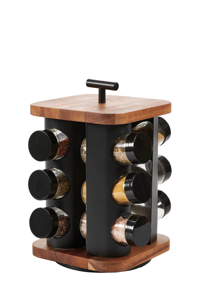 ACACIA LUX Black spice rack, natural H 24 x W 16.5 x D 16.5 cm - best price from Maltashopper.com CS673498