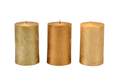 METAL Cylindrical candle 3 colors golden, bronze, olive green H 8 cm - Ø 5 cm - best price from Maltashopper.com CS676053