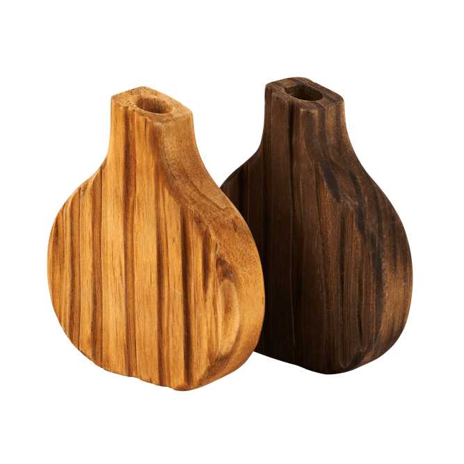 WOODY Decorative vase 2 colours brown, dark brownH 17 x W 14.5 cm - best price from Maltashopper.com CS674709