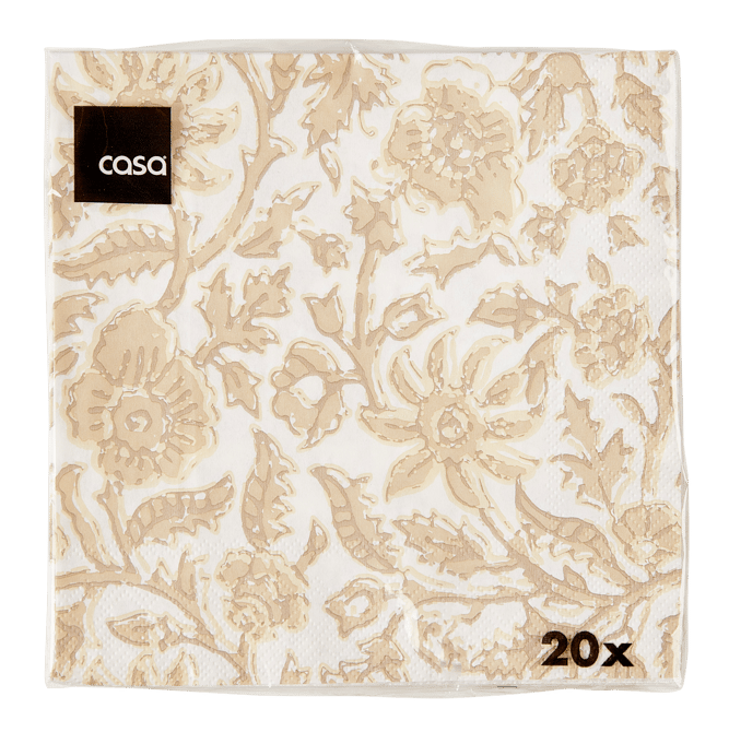 Casa HENNA FLOWER Set of 20 napkins red, beige, W 33 x L 33 cm