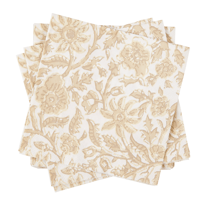 Casa HENNA FLOWER Set of 20 napkins red, beige, W 33 x L 33 cm