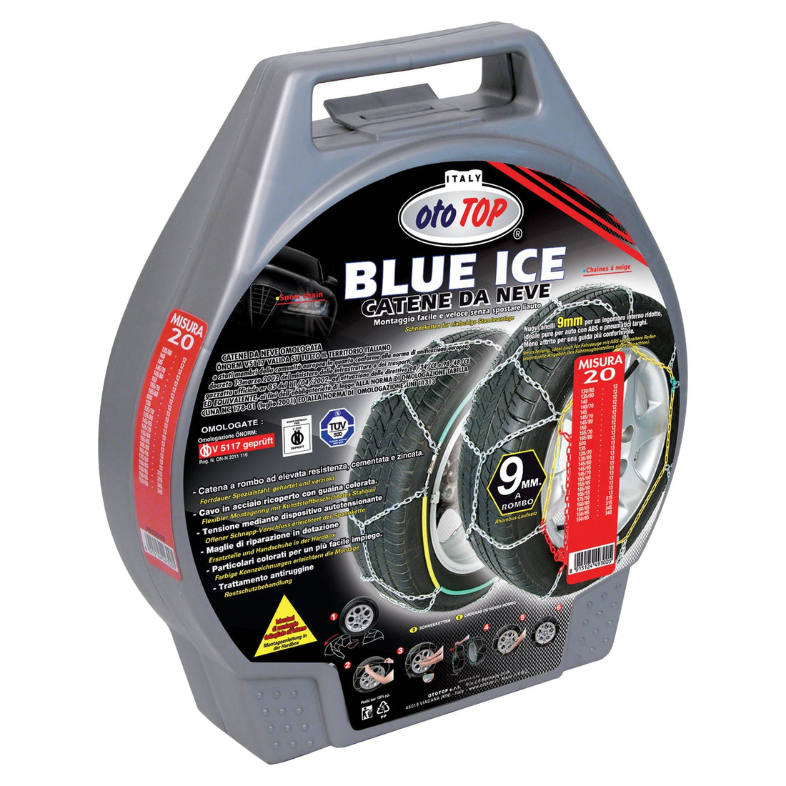SNOW CHAINS 9MM MIS. 100 BLUE ICE DIAMOND, TUV/ONORM