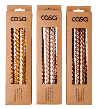 Casa TWIST Candle set of 4 3 colors golden, bronze, pink H 25 cm - Ø 2,1 cm