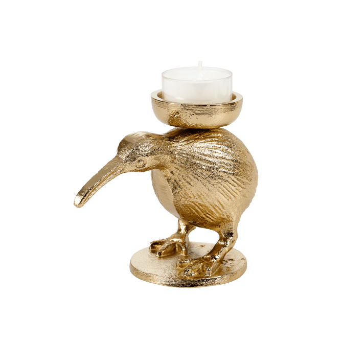 Casa KIWI Golden tea light holder, H 9 x W 13 cm