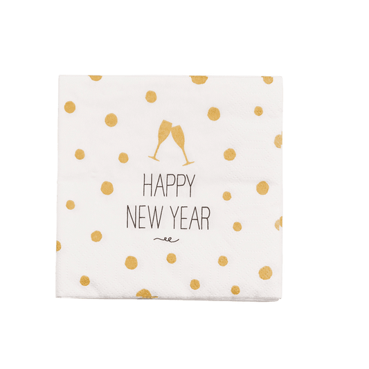 NEW YEAR Set of 20 white napkins W 25 x L 25 cm - best price from Maltashopper.com CS659939