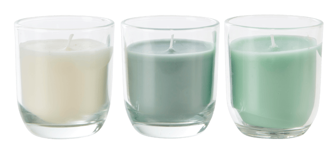 Casa FLAM Candle in vase 3 colours various colours, white, dark grey, mintH 8 cm - Ø 7 cm