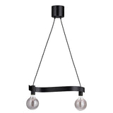 ACKJA / MOLNART pendant lamp with light bulb, wave shaped black/globe grey clear glass