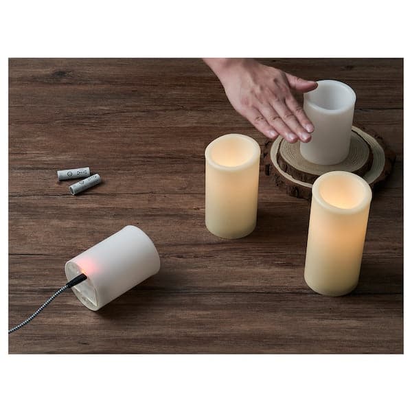 ÄDELLÖVTRÄD - LED block candle, set of 3, white/indoor - best price from Maltashopper.com 90520261