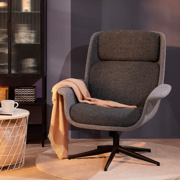 ÄLEBY - Swivel armchair, Gunnared smoke grey/dark grey , - best price from Maltashopper.com 90569238