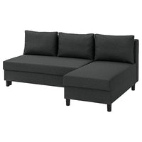 ÄLVDALEN 3-seat sofa-bed with chaise longue, Knisa dark grey, 196x81x82 cm