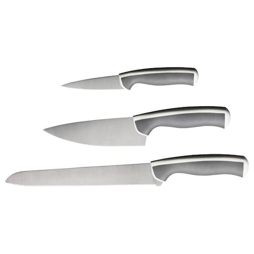 ÄNDLIG - 3-piece knife set, light grey/white
