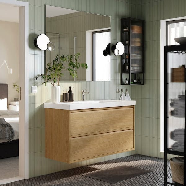 Ikea ÄNGSJÖN - Washbasin cabinet with drawers, oak effect,120x48x63 cm