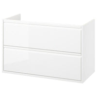 ÄNGSJÖN wash-stand with drawers, high-gloss white, 100x48x63 cm
