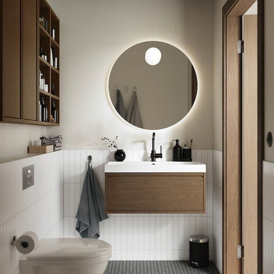 Ikea ÄNGSJÖN - Wash-stand with drawer, brown oak effect, 80x48x33 cm
