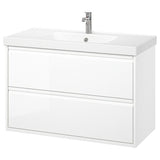 ÄNGSJÖN / ORRSJÖN wash-stnd w drawers/wash-basin/tap, high-gloss white, 102x49x69 cm