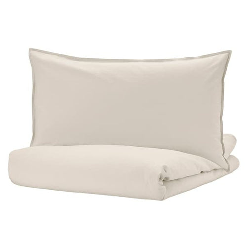 ÄNGSLILJA - Duvet cover and 2 pillowcases, light grey-beige, 240x220/50x80 cm