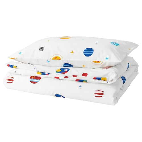 AFTONSPARV - Duvet cover and pillowcase, space/multicolour, 150x200/50x80 cm