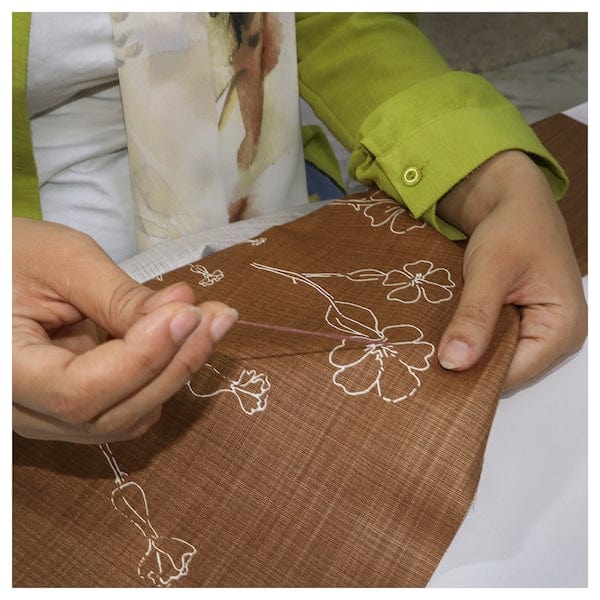 Ikea ÅKERNEJLIKA - Cushion cover, brown embroidery, 50x50 cm