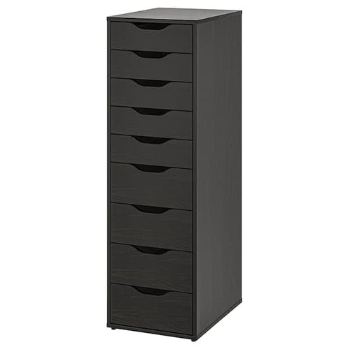 ALEX Chest of 9 drawers - black-brown 36x116 cm , 36x116 cm