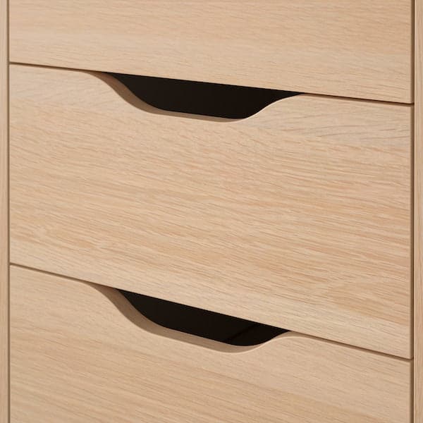 ALEX - Drawer unit on castors, white stained oak effect/black, 36x76 cm - best price from Maltashopper.com 39422221