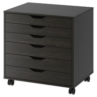ALEX drawer unit on castors, black-brown, 67x66 cm