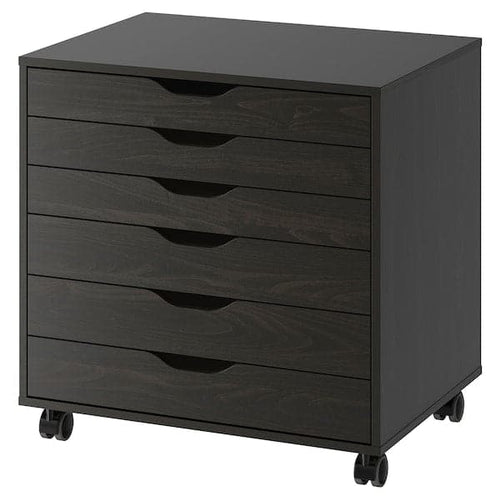 ALEX Chest of drawers with castors - black-brown 67x66 cm , 67x66 cm