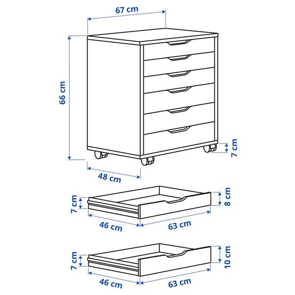 ALEX Chest of drawers with castors - black-brown 67x66 cm , 67x66 cm - best price from Maltashopper.com 70483429