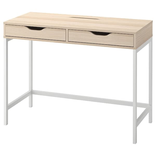 ALEX - Desk, white stained/oak effect, 100x48 cm - best price from Maltashopper.com 50473558