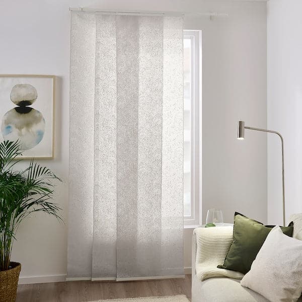 AMPELSÄV - Panel curtain, light grey-beige/leaves , - best price from Maltashopper.com 00530392