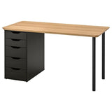 ANFALLARE / ALEX desk, bamboo/black-brown, 140x65 cm
