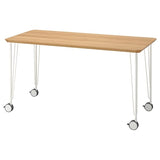 ANFALLARE / KRILLE desk, bamboo/white, 140x65 cm