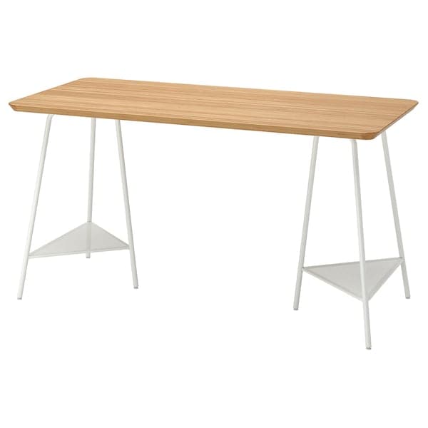 ANFALLARE / TILLSLAG - Desk, bamboo/white, 140x65 cm - best price from Maltashopper.com 19417739