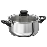 ANNONS pot with lid, glass/stainless steel, 2.8 l