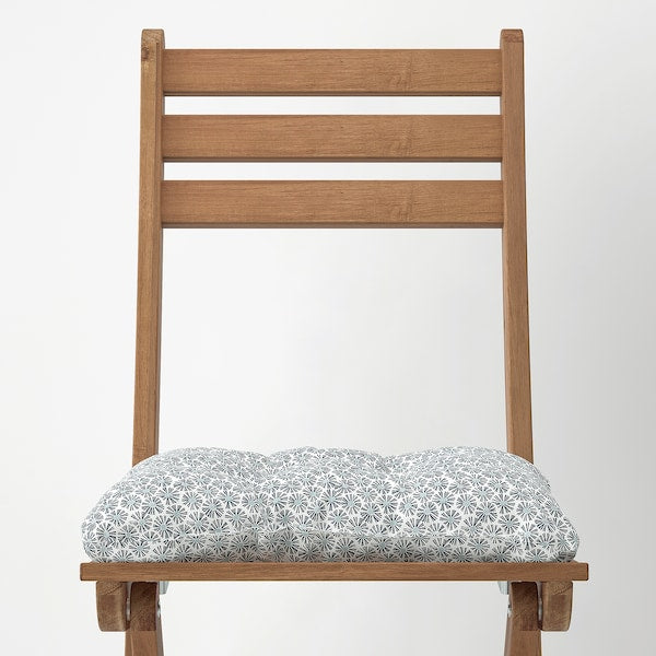 ASKHOLMEN - Garden chair, folding dark brown/Klösan blue