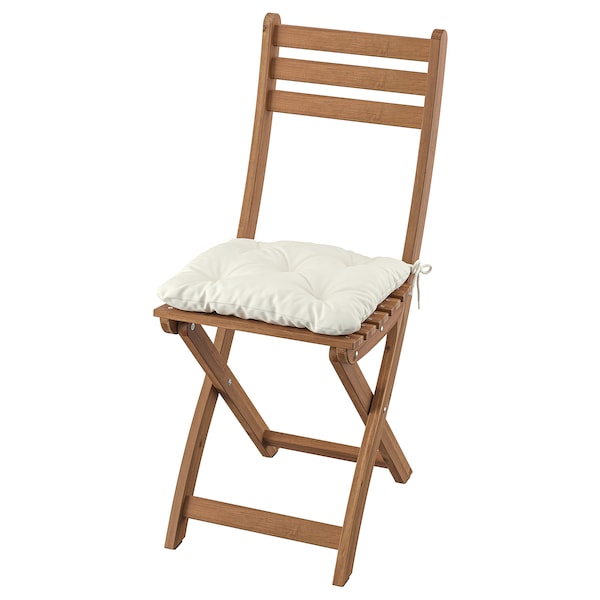ASKHOLMEN - Garden chair, folding dark brown/Kuddarna beige