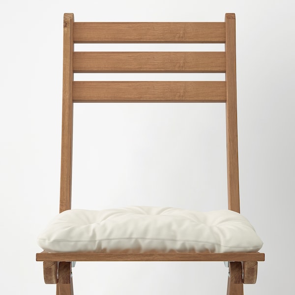 ASKHOLMEN - Garden chair, folding dark brown/Kuddarna beige