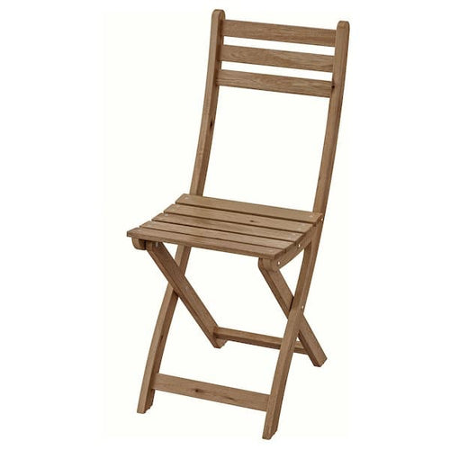 ASKHOLMEN - Chair, outdoor, foldable light brown stained