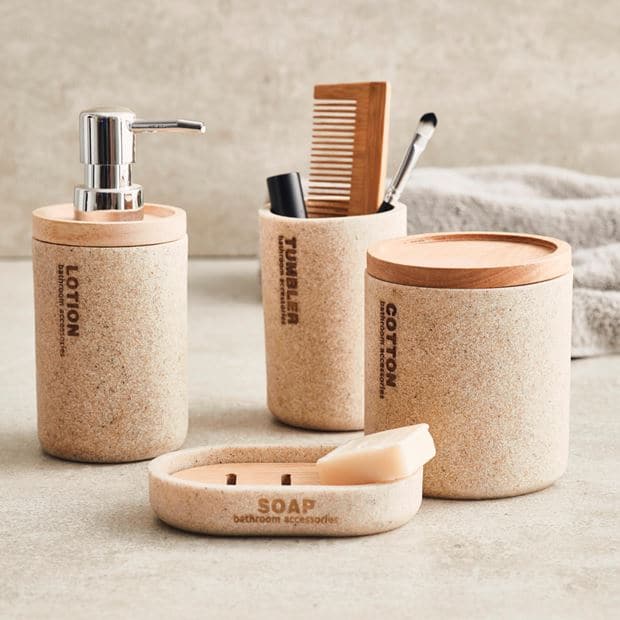 NEW RESIN Natural toothbrush holder glass H 11.5 cm - Ø 7.9 cm - best price from Maltashopper.com CS574112