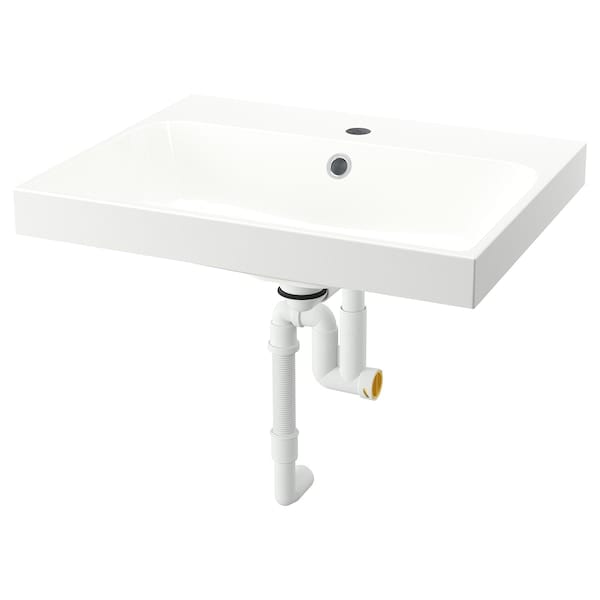 Ikea BACKSJÖN - Wash-basin with water trap, white, 60x48 cm