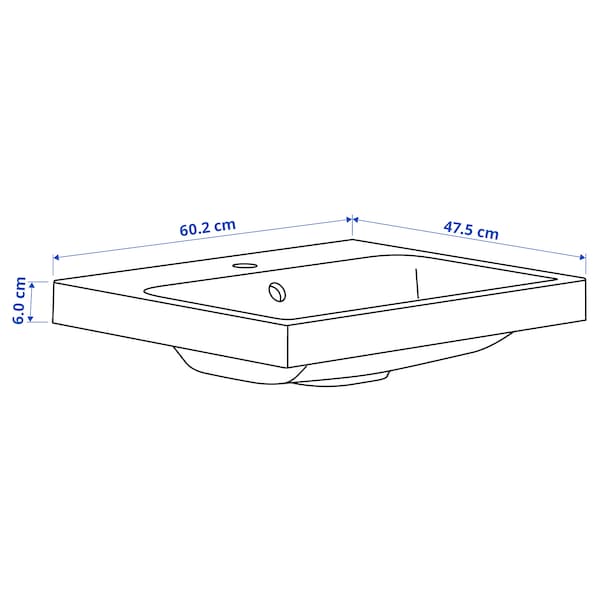 Ikea BACKSJÖN - Wash-basin with water trap, white, 60x48 cm