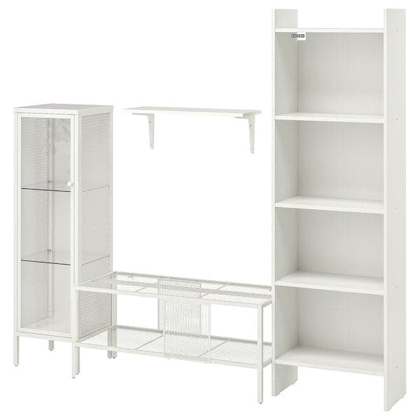 BAGGEBO Combination for TV - metal/white 174x35x160 cm , 174x35x160 cm - best price from Maltashopper.com 49443652