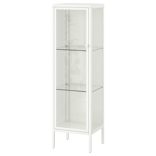 BAGGEBO - Cabinet with glass doors, metal/white, 34x30x116 cm - best price from Maltashopper.com 80502998